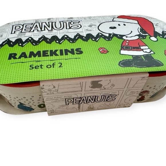 Peanuts Puffer Snoopy Christmas Ceramic Ramekins Dish Set of 2 Brand New RARE - Picture 5 of 7